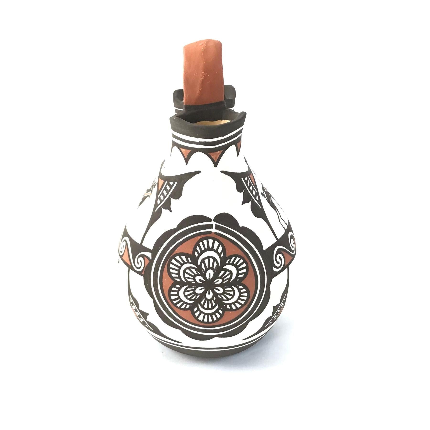 Zuni Deer in House Twisted Handle Wedding Vase-Indian Pueblo Store