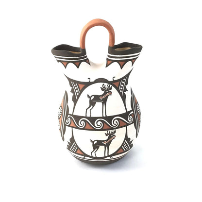 Zuni Deer in House Twisted Handle Wedding Vase-Indian Pueblo Store