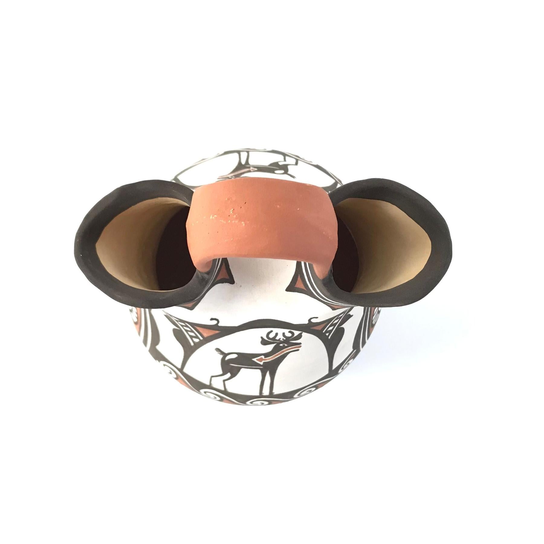 Zuni Deer in House Twisted Handle Wedding Vase-Indian Pueblo Store