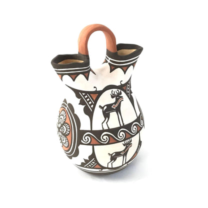 Zuni Deer in House Twisted Handle Wedding Vase-Indian Pueblo Store