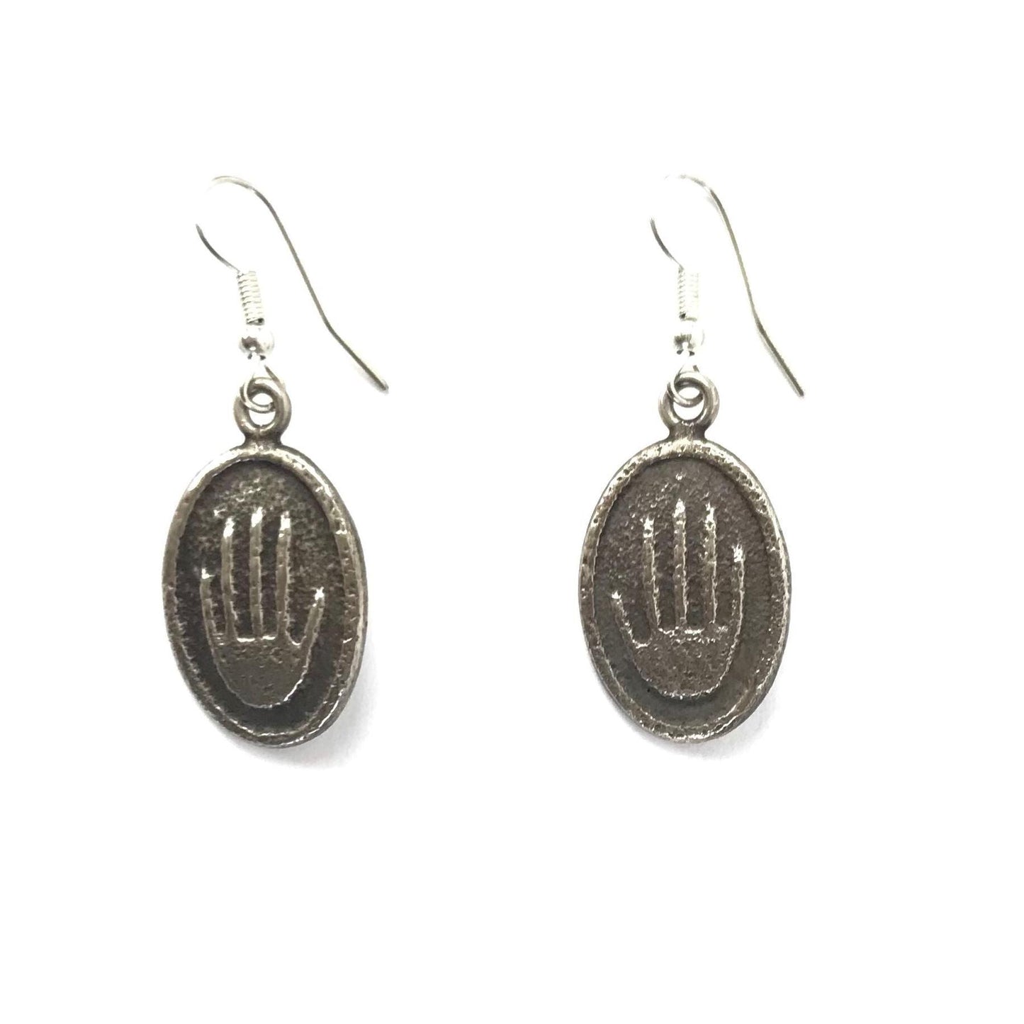 Joel Pajarito Tufa Cast Hand Earrings-Indian Pueblo Store
