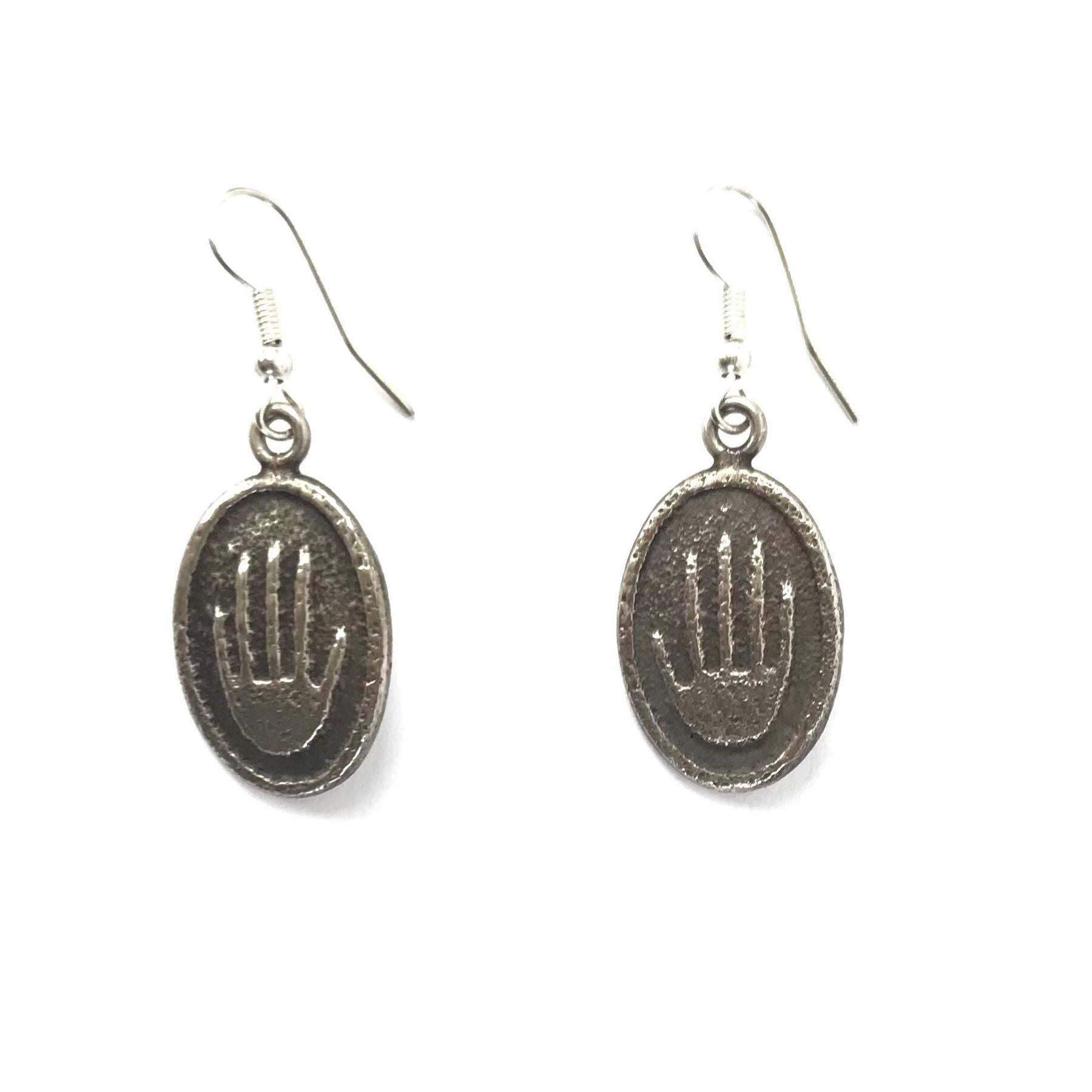 Joel Pajarito Tufa Cast Hand Earrings-Indian Pueblo Store