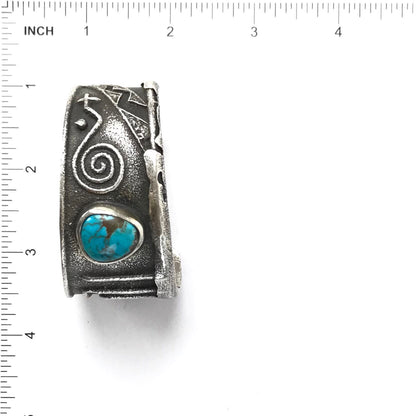 Anthony Lovato Tufa Cast Turquoise Tapered Bracelet-Indian Pueblo Store