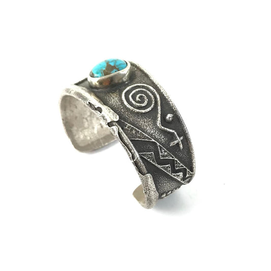 Anthony Lovato Tufa Cast Turquoise Tapered Bracelet-Indian Pueblo Store