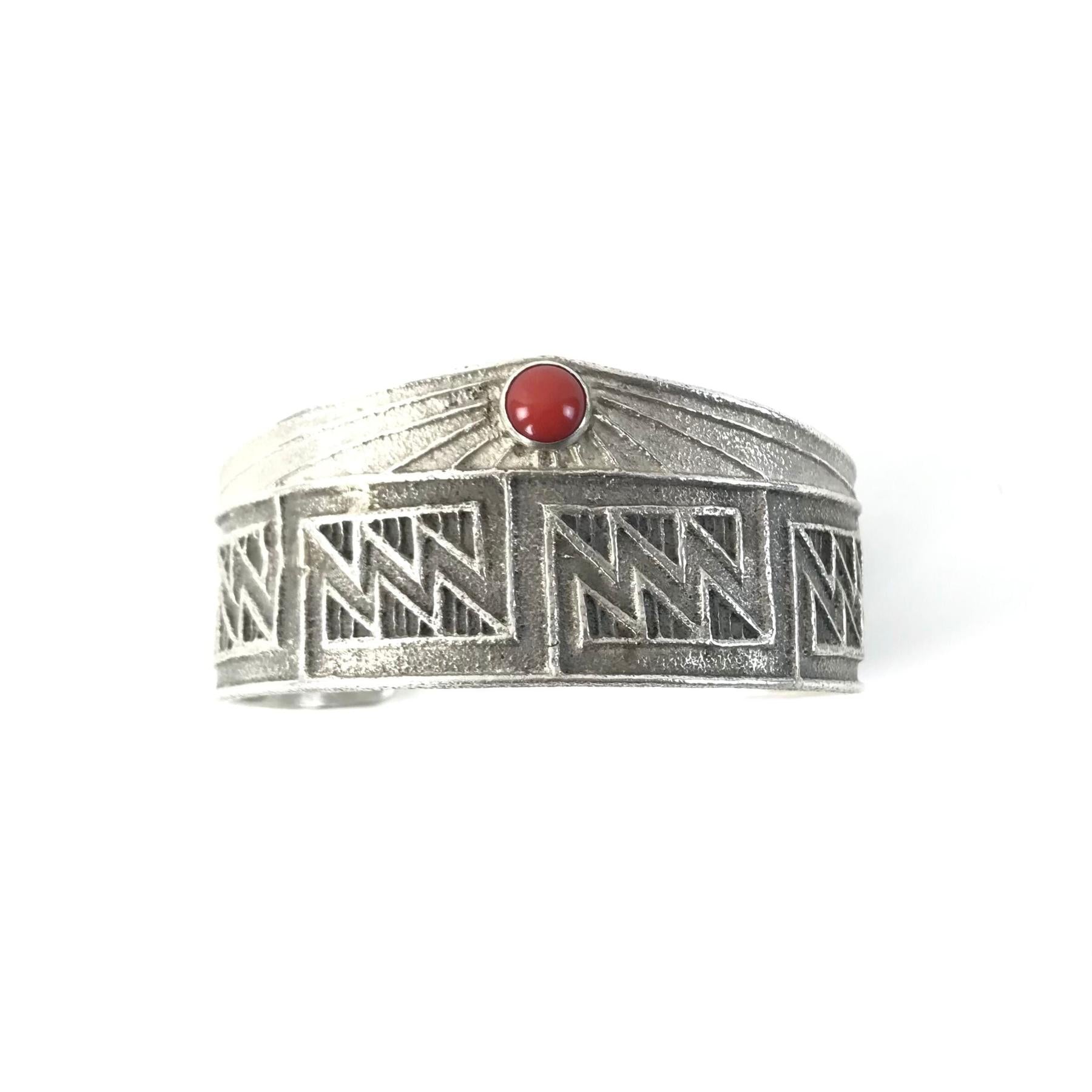 Matthew Lovato Tufa Cast Apple Coral Bracelet-Indian Pueblo Store