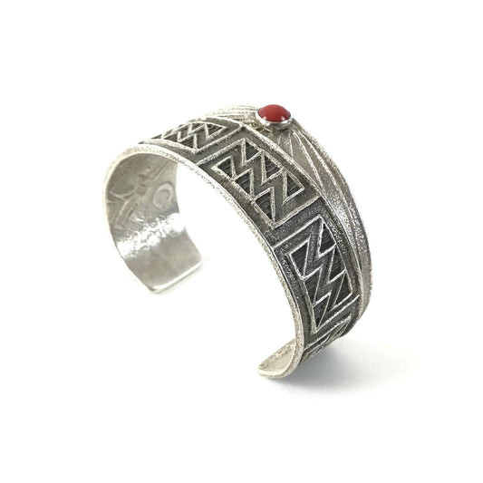 Matthew Lovato Tufa Cast Apple Coral Bracelet-Indian Pueblo Store