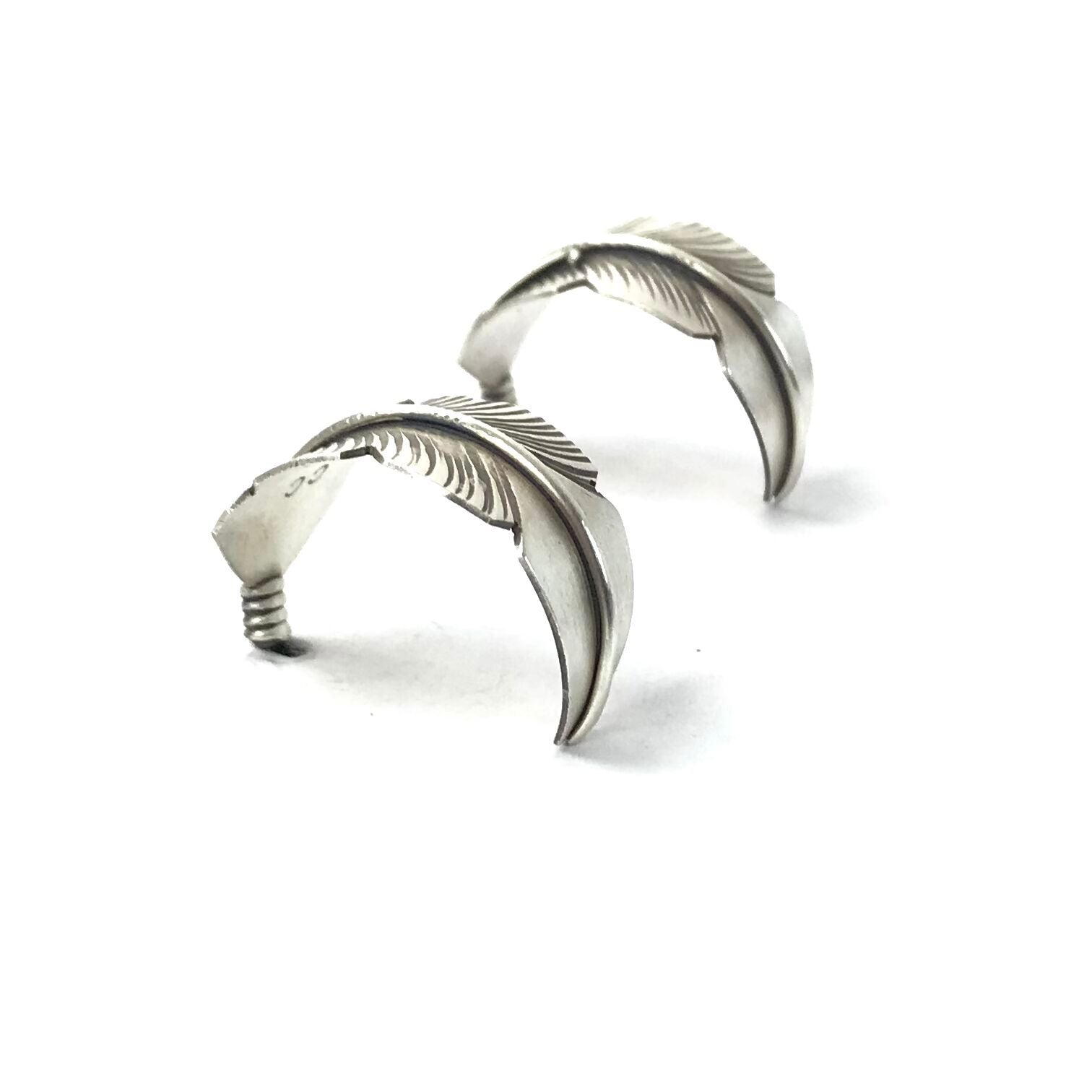 Chris Charley Half Hoop Feather Earrings-Indian Pueblo Store