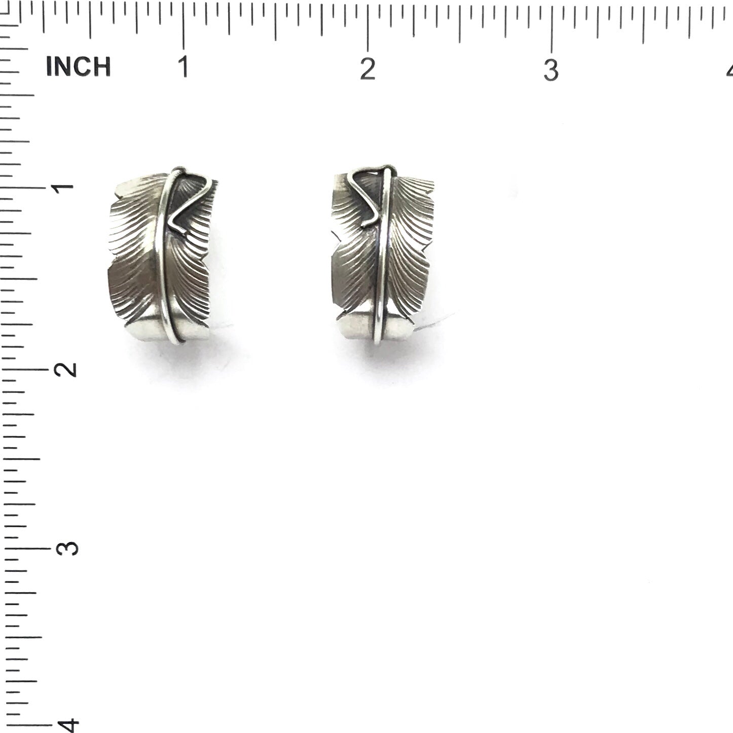 Chris Charley Half Hoop Feather Earrings-Indian Pueblo Store