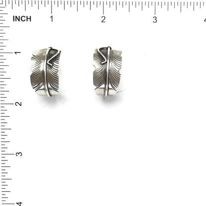 Chris Charley Half Hoop Feather Earrings-Indian Pueblo Store
