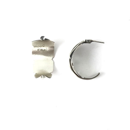 Chris Charley Half Hoop Feather Earrings-Indian Pueblo Store