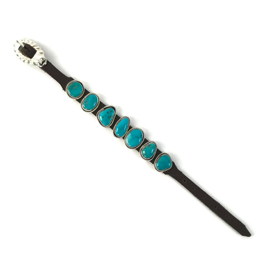 Danny Martinez Turquoise Leather Bracelet-Indian Pueblo Store