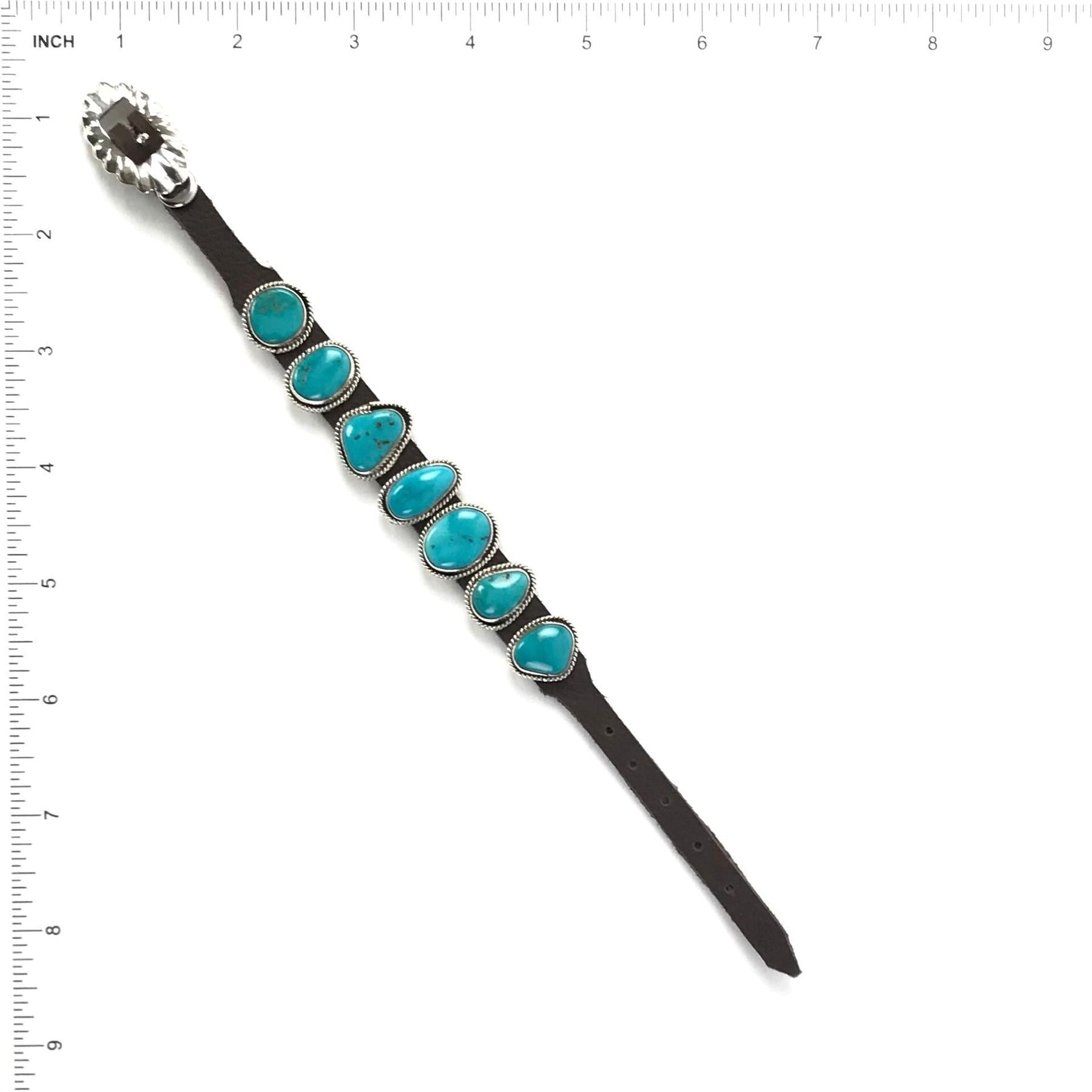 Danny Martinez Turquoise Leather Bracelet-Indian Pueblo Store