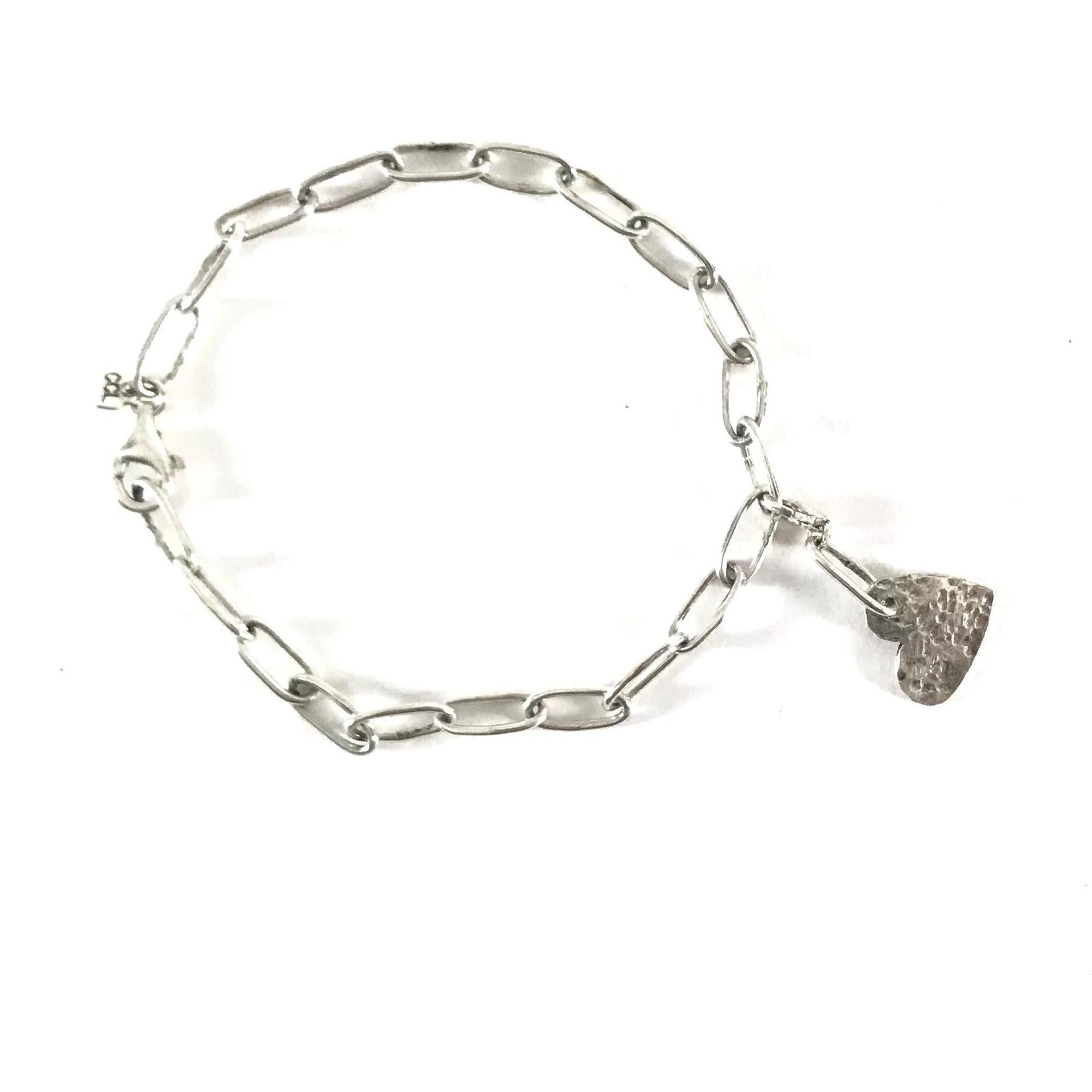 Carlos Lonjose Sterling Silver Heart Link Bracelet-Indian Pueblo Store