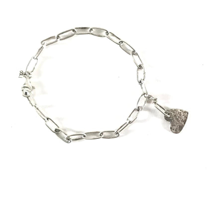 Carlos Lonjose Sterling Silver Heart Link Bracelet-Indian Pueblo Store