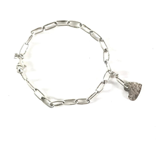 Carlos Lonjose Sterling Silver Heart Link Bracelet-Indian Pueblo Store