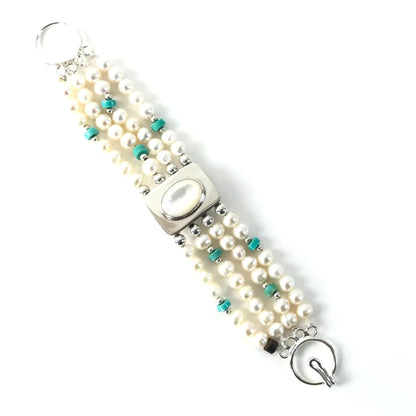 Ellouise Padilla Reversible Pearl and Turquoise Bracelet-Indian Pueblo Store