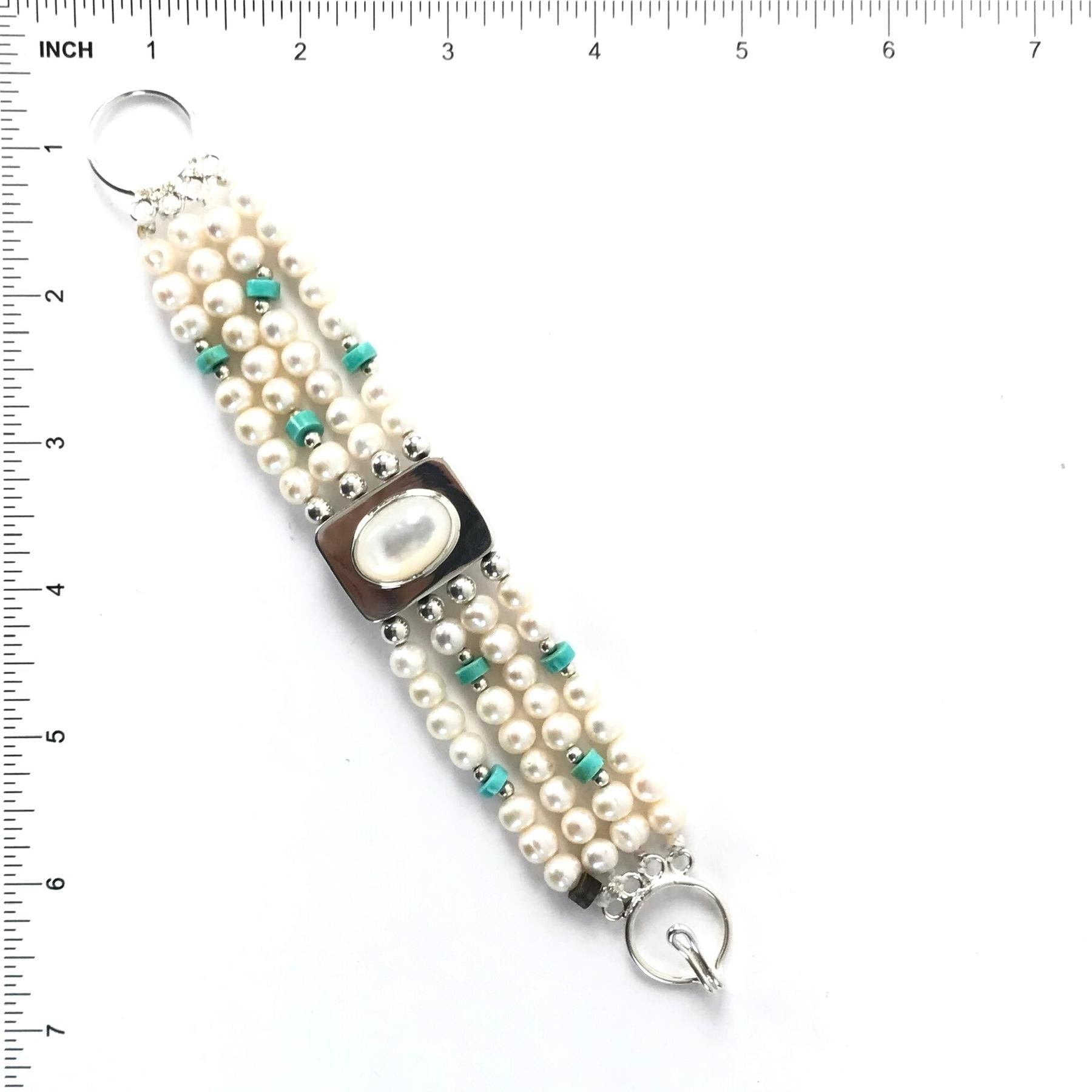Ellouise Padilla Reversible Pearl and Turquoise Bracelet-Indian Pueblo Store