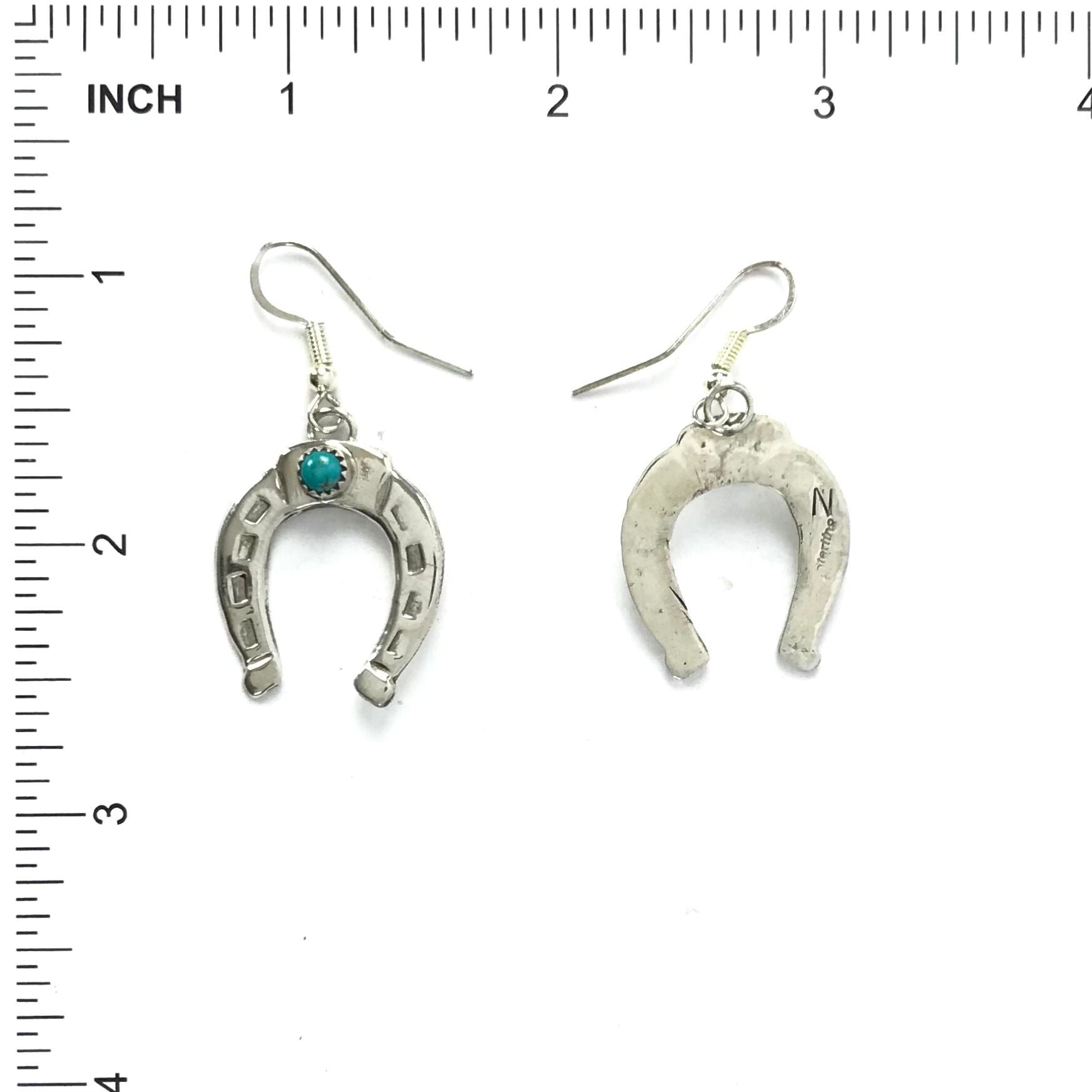 Pauline Nelson Sterling Silver and Turquoise Horseshoe Earrings-Indian Pueblo Store