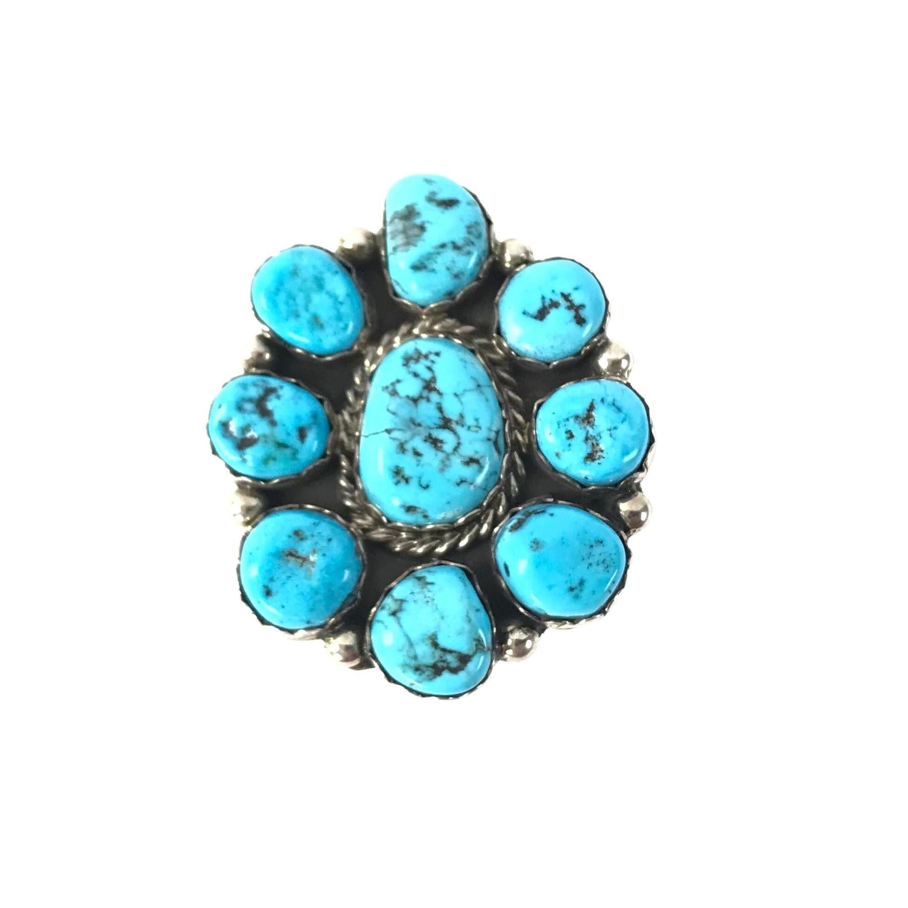 Julia Etsitty Turquoise Cluster Ring-Indian Pueblo Store