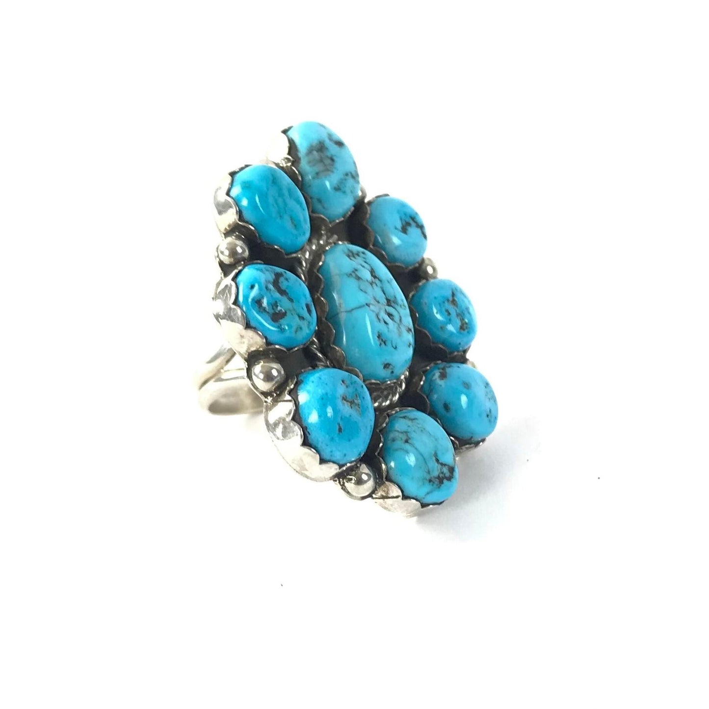 Julia Etsitty Turquoise Cluster Ring-Indian Pueblo Store