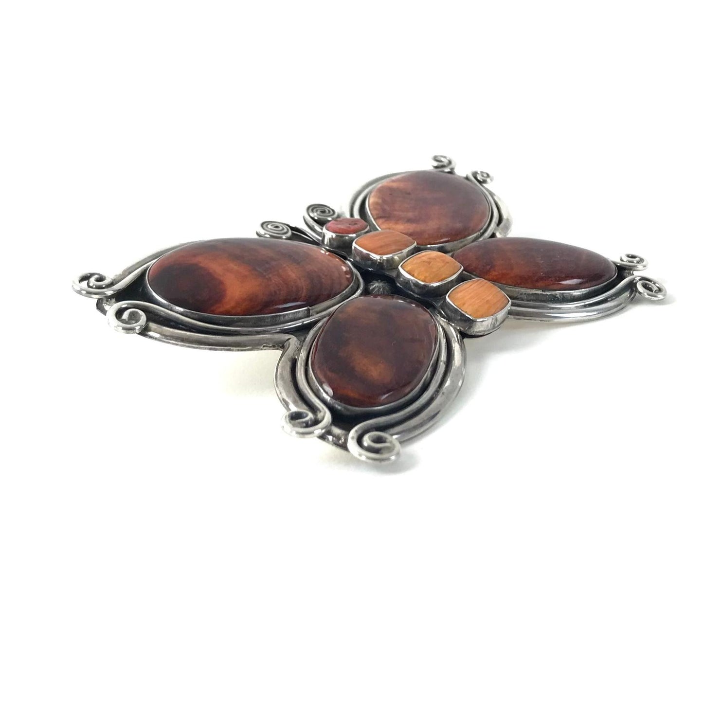 Mary Jane Garcia Spiny Oyster Shell Large Butterfly Pendant-Indian Pueblo Store