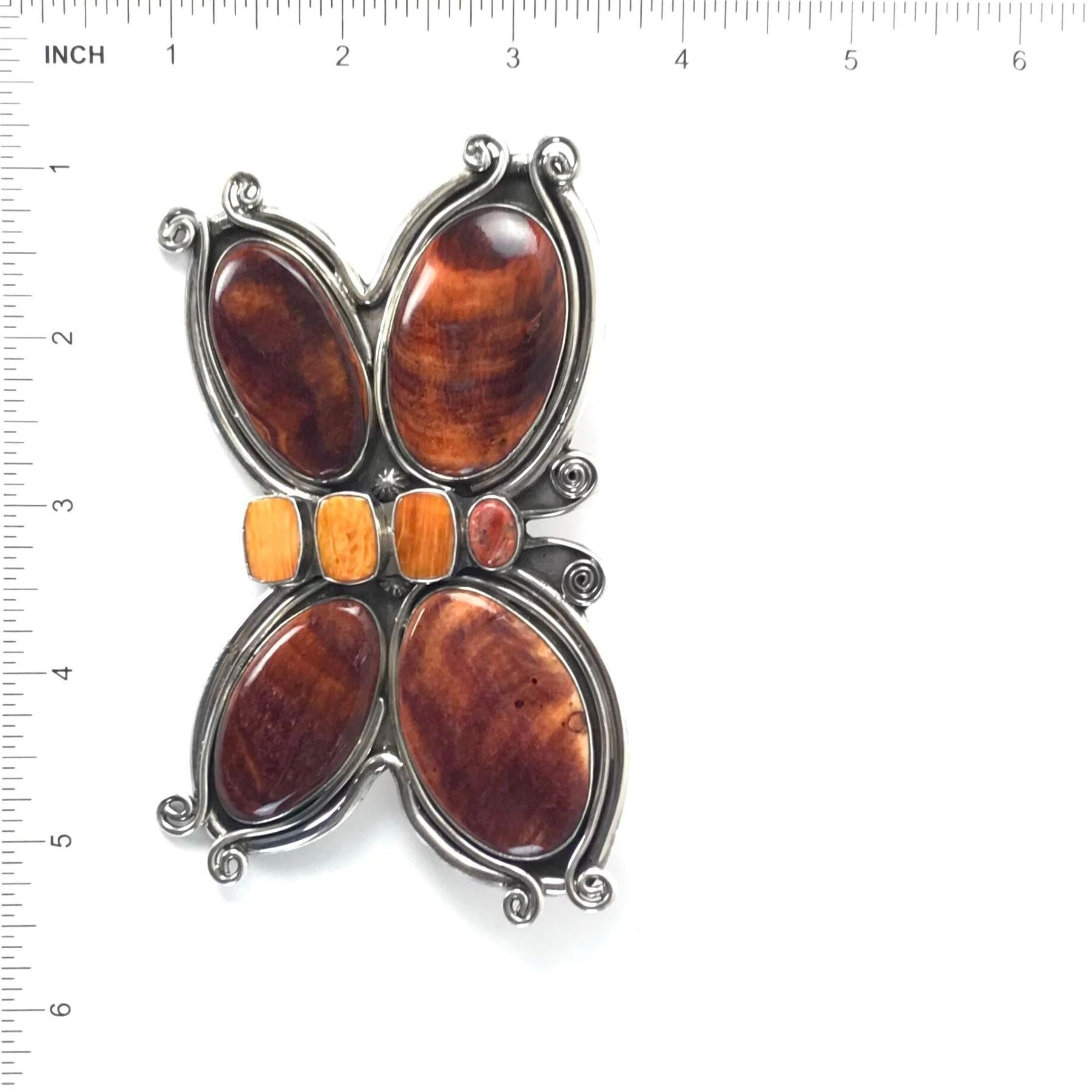 Mary Jane Garcia Spiny Oyster Shell Large Butterfly Pendant-Indian Pueblo Store