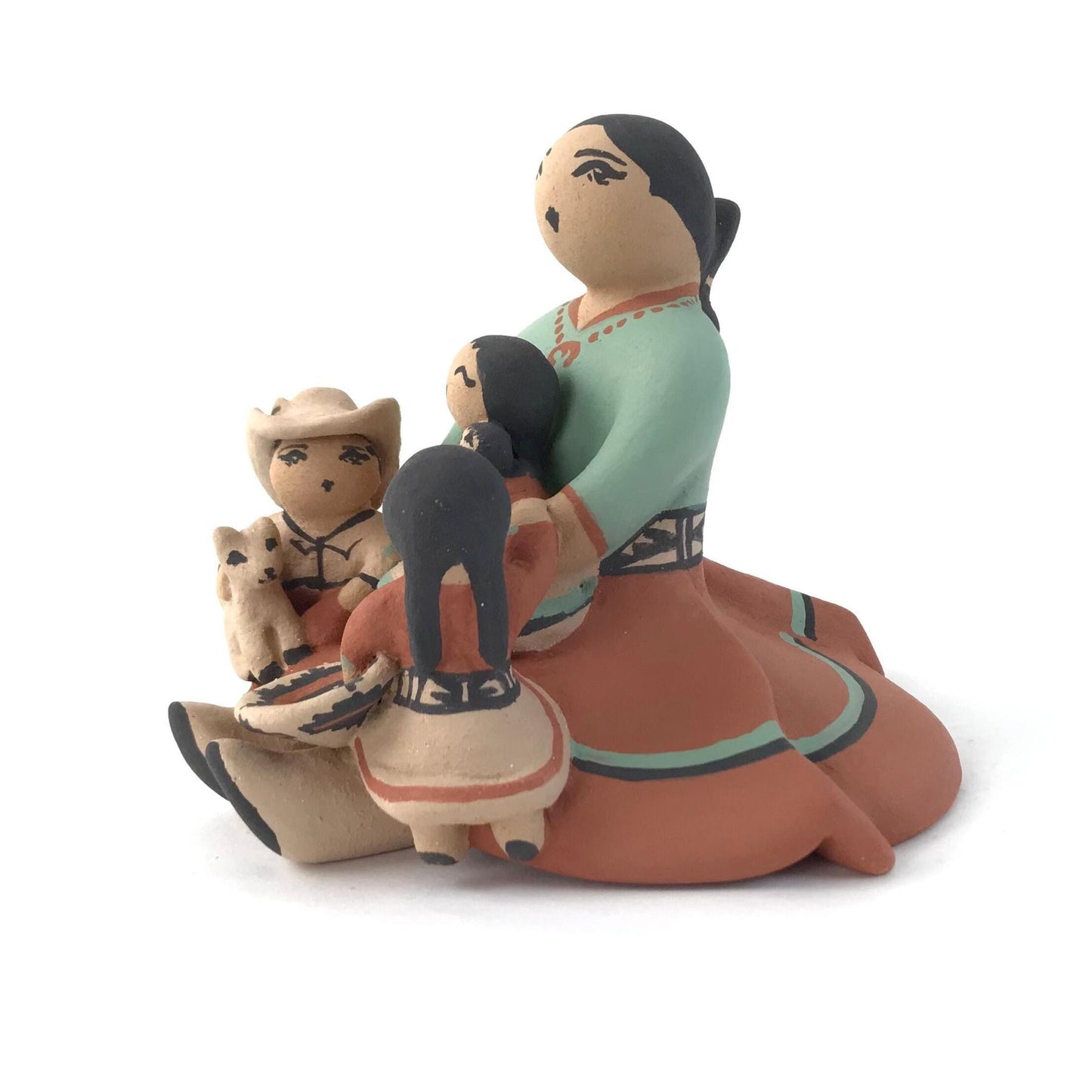 Rose Pecos-Sun Rhodesn Sitting Storyteller with Three Children-Indian Pueblo Store