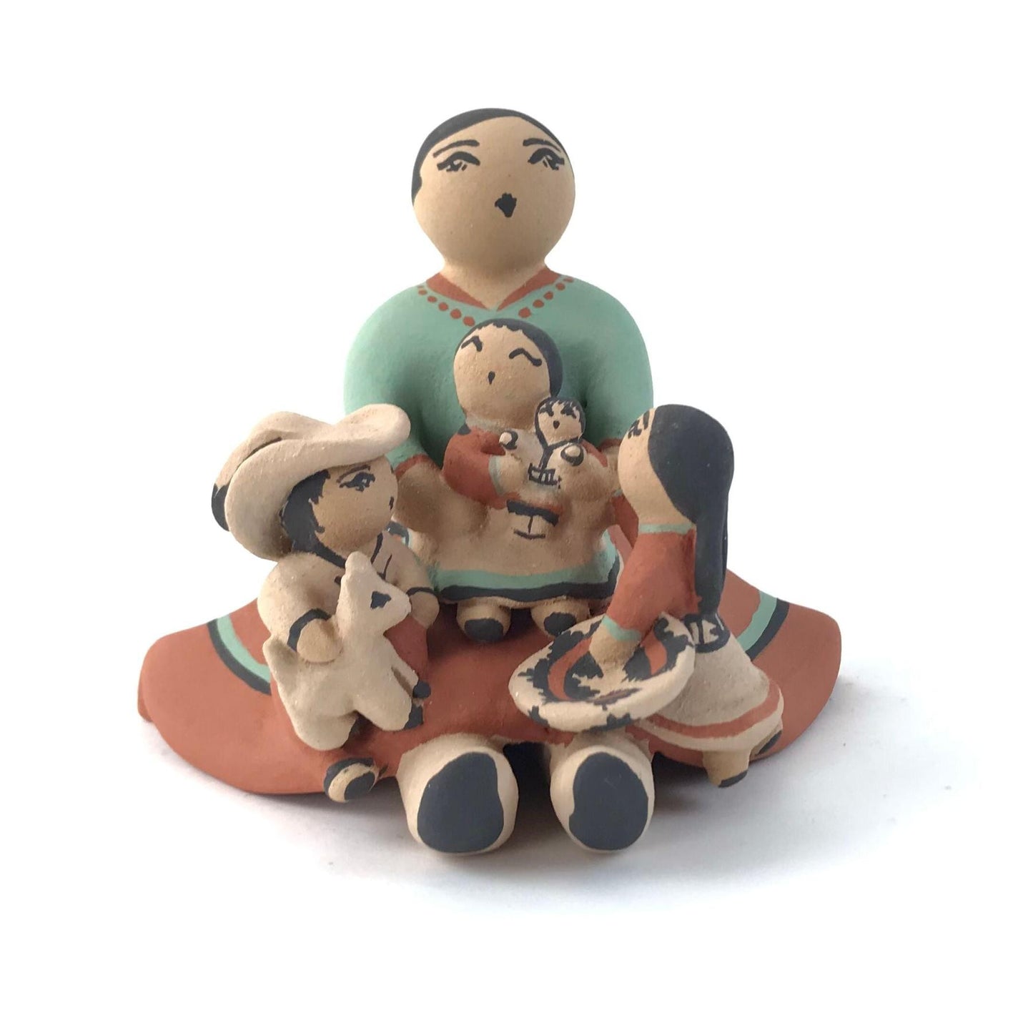 Rose Pecos-Sun Rhodesn Sitting Storyteller with Three Children-Indian Pueblo Store