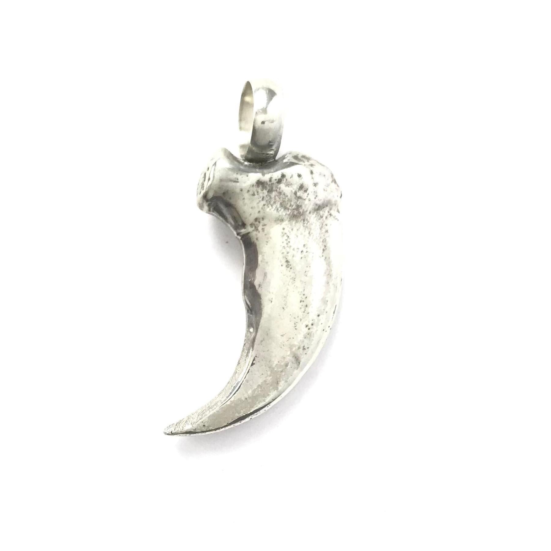 Virick Laweka Sterling Silver Sandcast Bear Claw Pendant-Indian Pueblo Store
