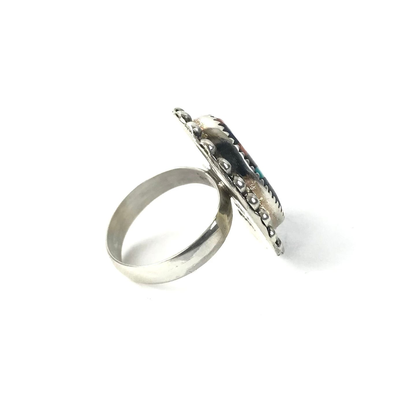 Joe and Angie Reano Multi-Gemstones Mosaic Inlay Ring-Indian Pueblo Store