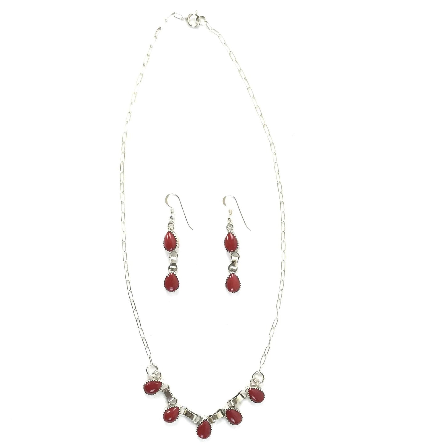 Coral Teardrop Necklace Set-Indian Pueblo Store