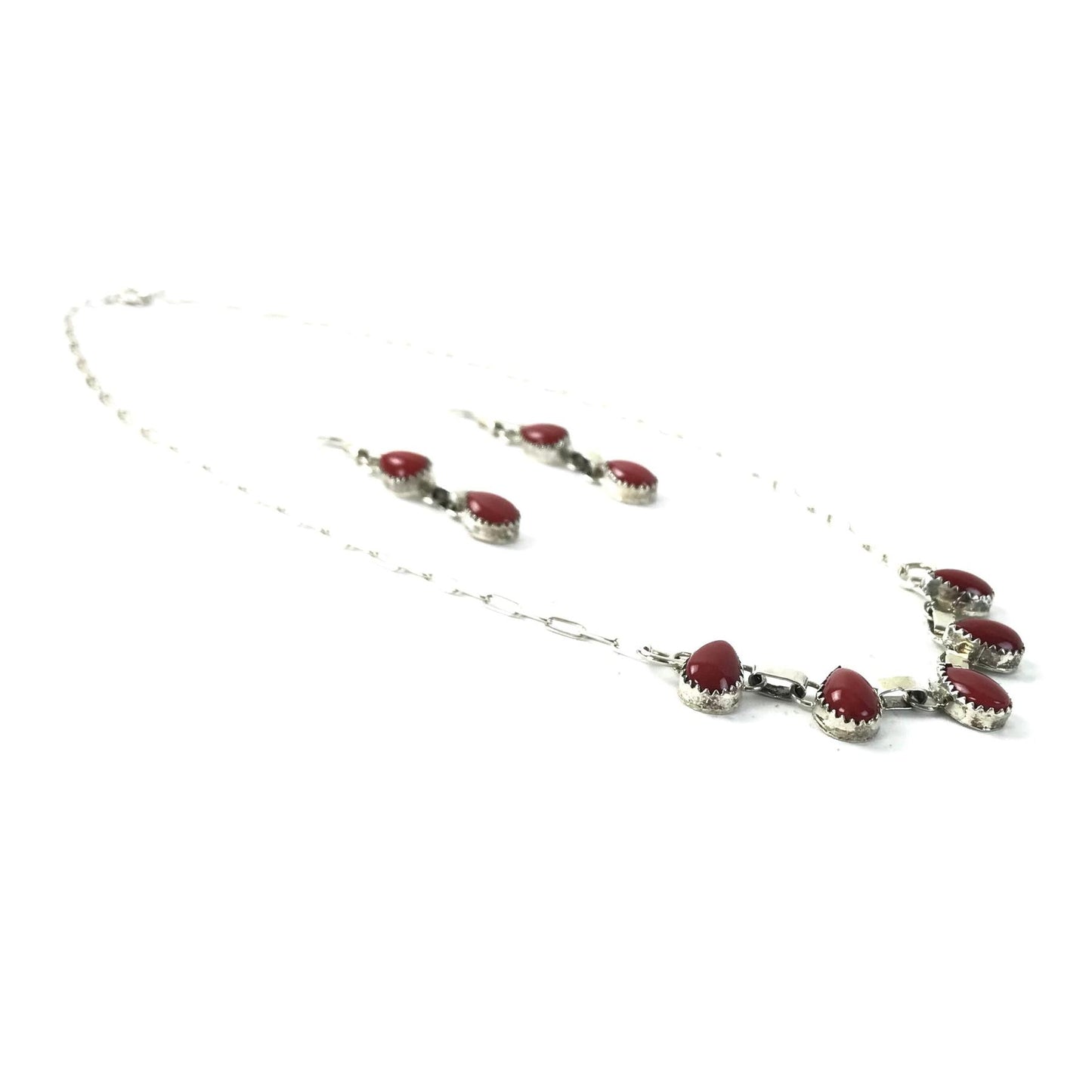 Coral Teardrop Necklace Set-Indian Pueblo Store