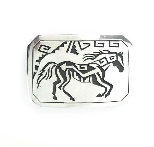 Sterling Silver Horse Overlay Buckle