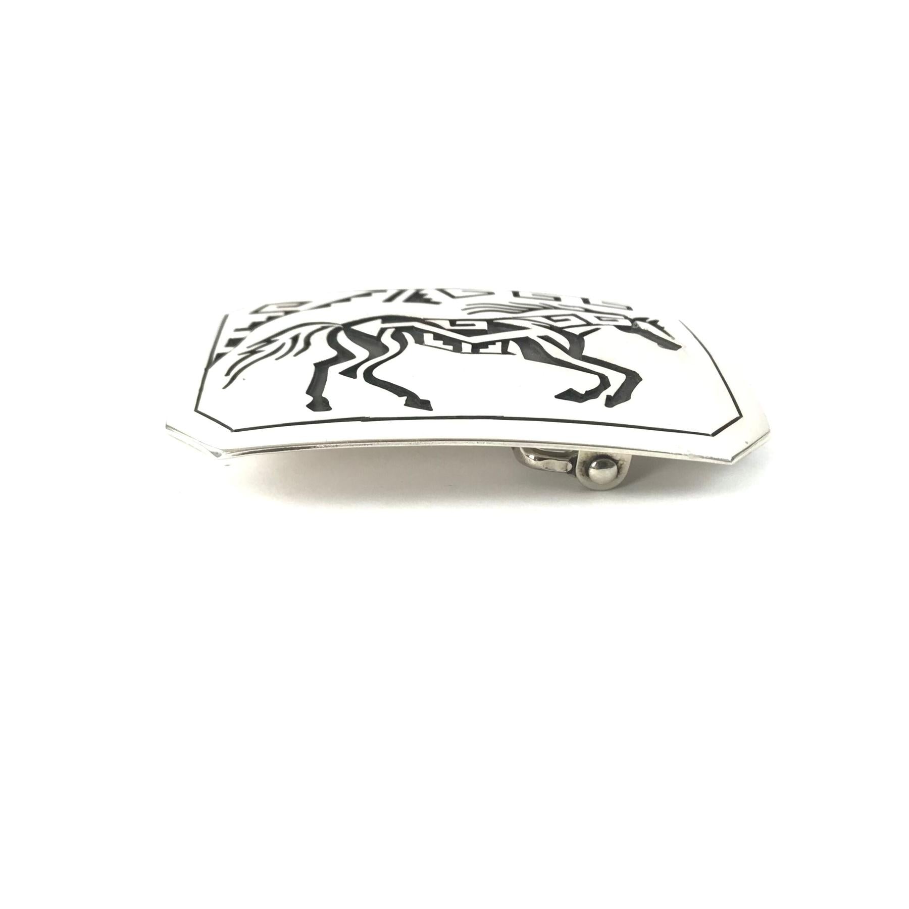 Sterling Silver Horse Overlay Buckle-Indian Pueblo Store