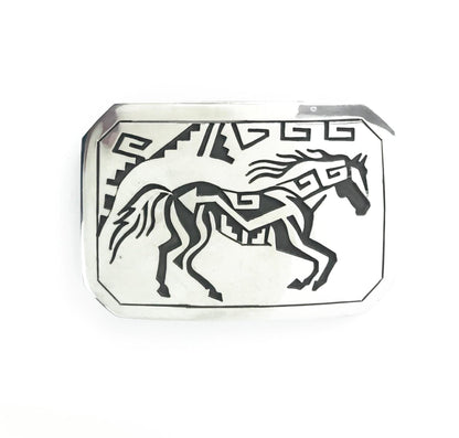 Sterling Silver Horse Overlay Buckle-Indian Pueblo Store