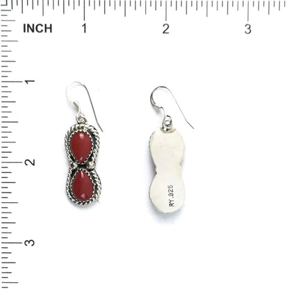 Ronald Yazzie Coral Teardrop Dangle Earrings-Indian Pueblo Store