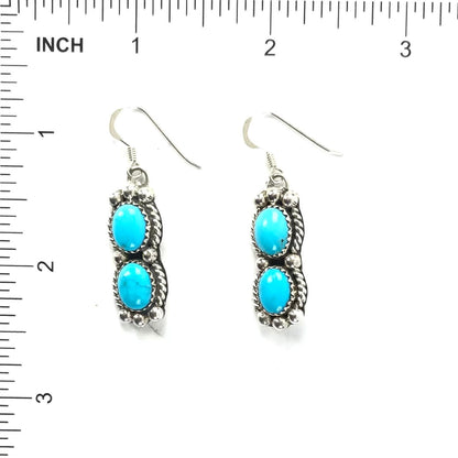 Turquoise 2 Stone Dangle Earrings-Indian Pueblo Store