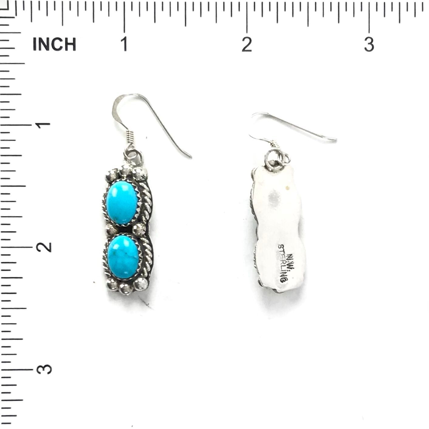 Turquoise 2 Stone Dangle Earrings-Indian Pueblo Store