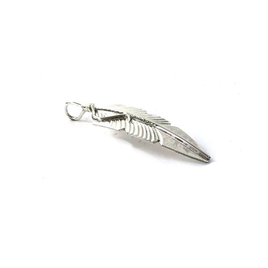 Chris Charley Sterling Silver Feather Pendant-Indian Pueblo Store