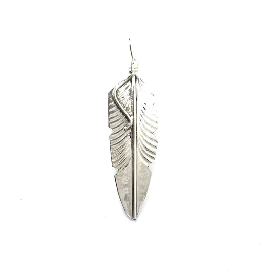Chris Charley Sterling Silver Feather Pendant-Indian Pueblo Store