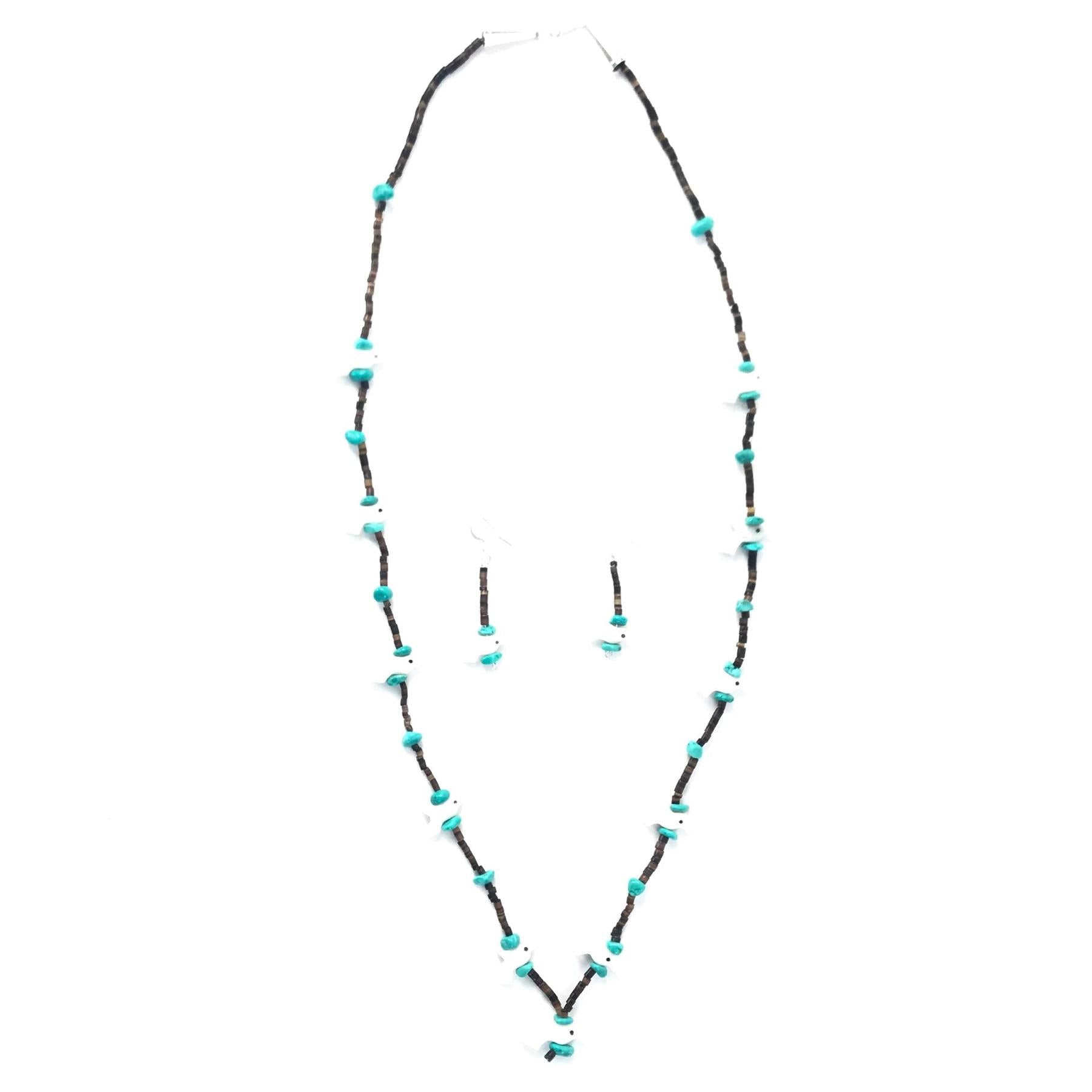 Mike Tucson White Marble Bird Fetish Carving Necklace and Earring Set-Indian Pueblo Store