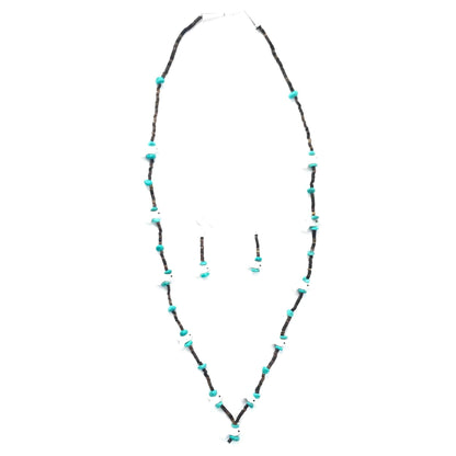 Mike Tucson White Marble Bird Fetish Carving Necklace and Earring Set-Indian Pueblo Store