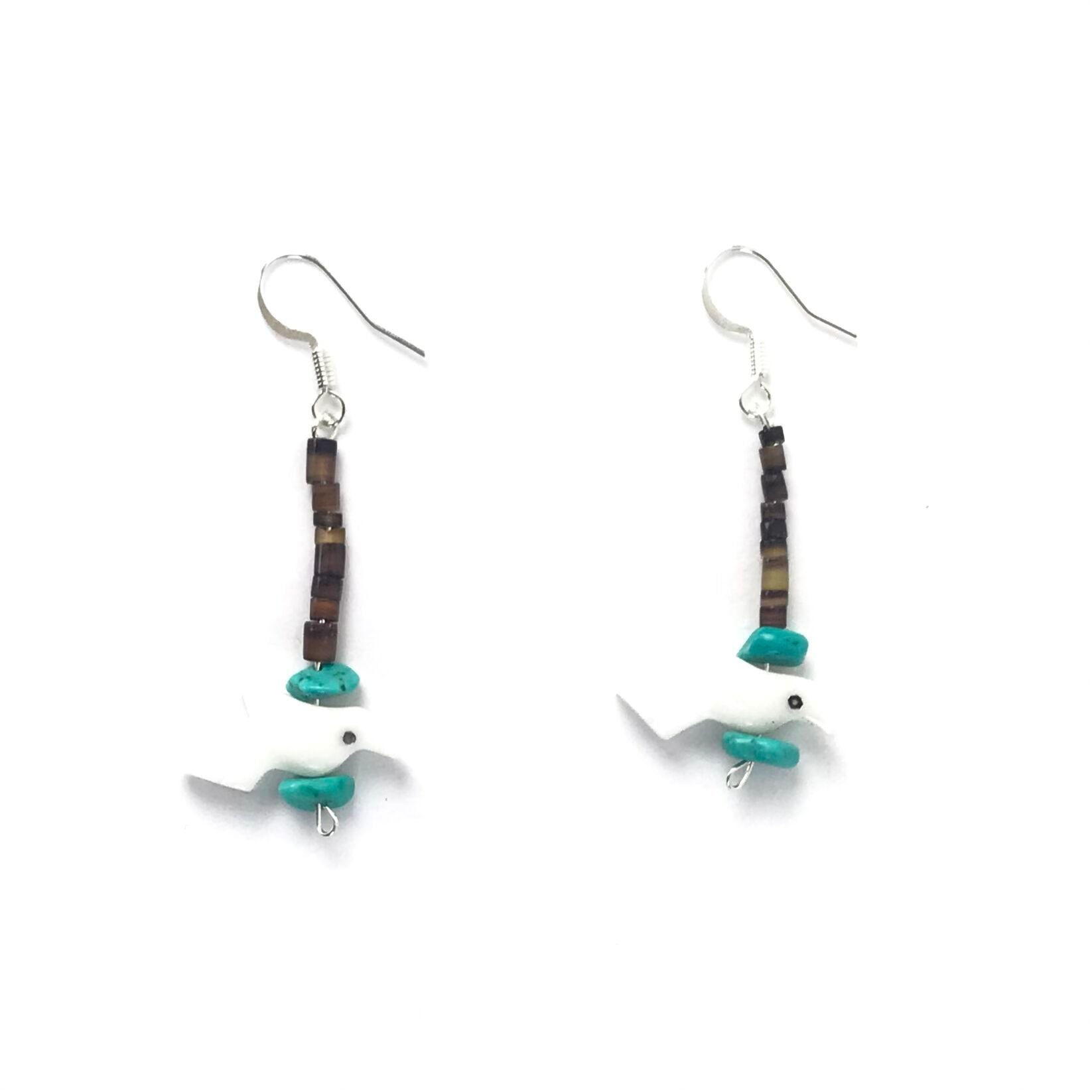 Mike Tucson White Marble Bird Fetish Carving Necklace and Earring Set-Indian Pueblo Store