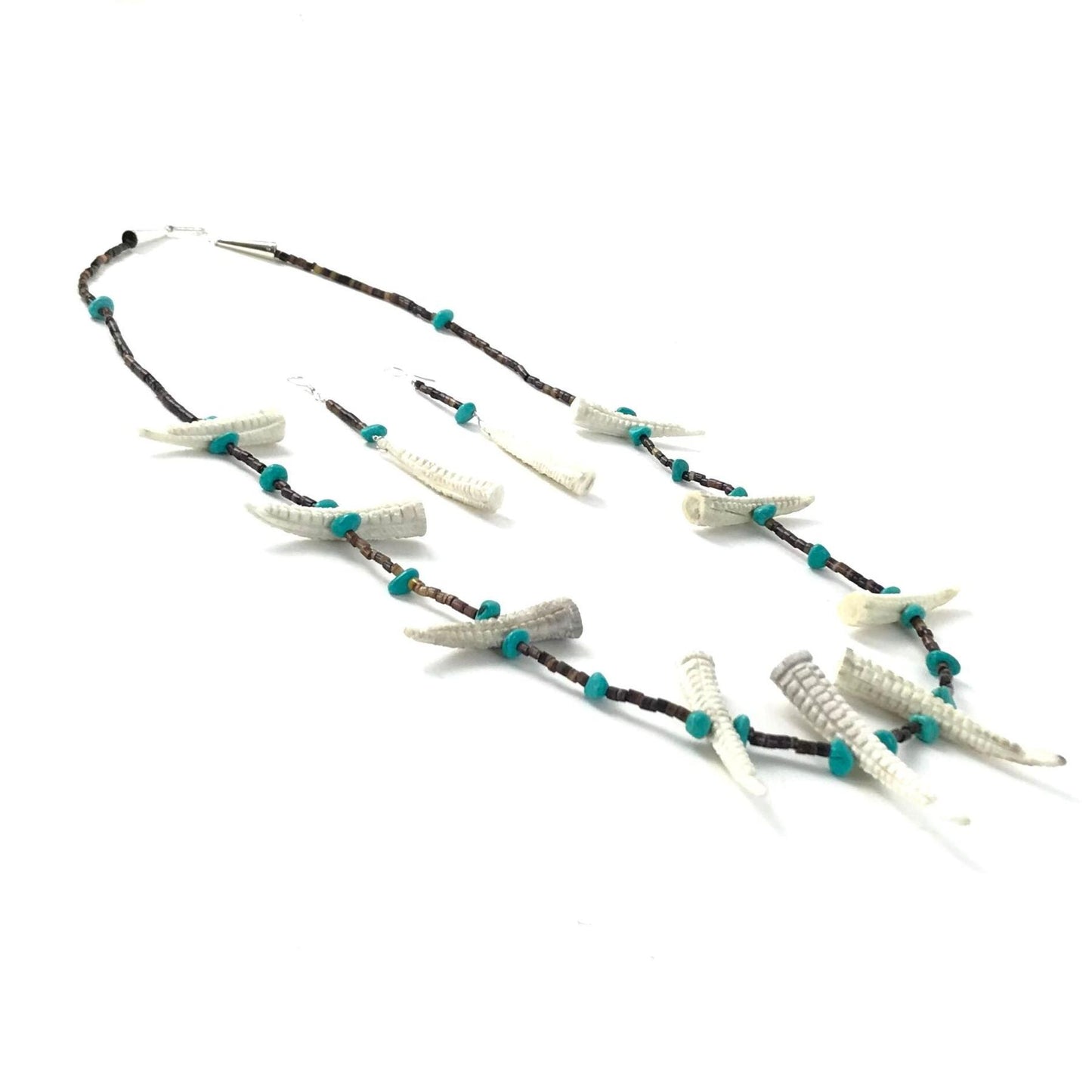 Mike Tucson Antler Corn Fetish Carving Necklace and Earring Set-Indian Pueblo Store