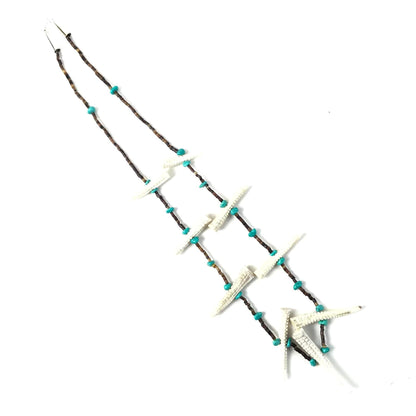 Mike Tucson Antler Corn Fetish Carving Necklace and Earring Set-Indian Pueblo Store