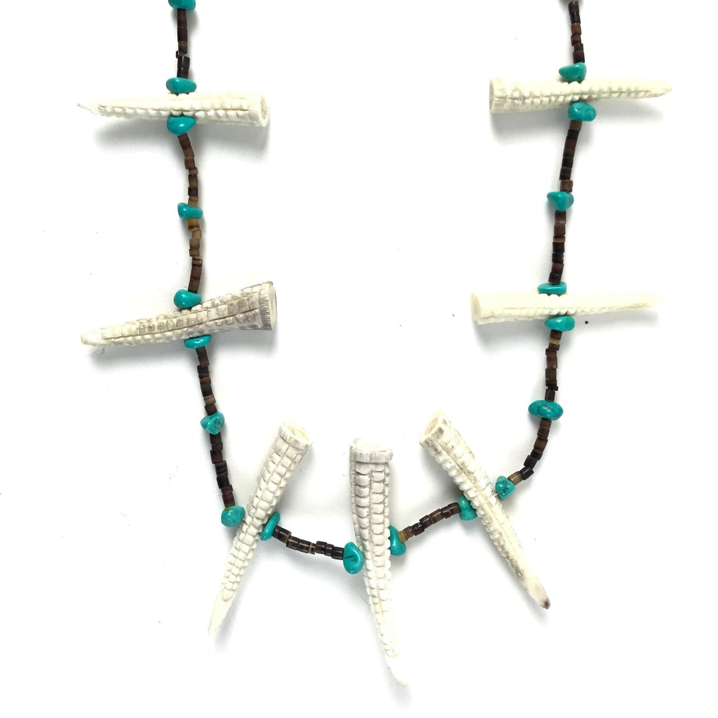 Mike Tucson Antler Corn Fetish Carving Necklace and Earring Set-Indian Pueblo Store