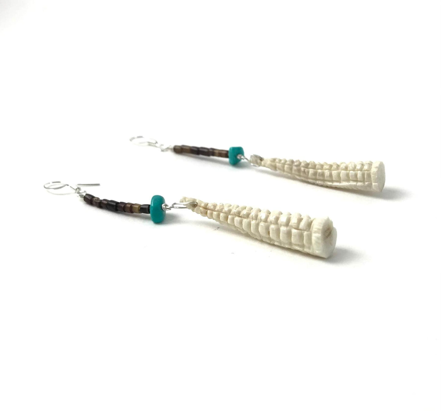 Mike Tucson Antler Corn Fetish Carving Necklace and Earring Set-Indian Pueblo Store