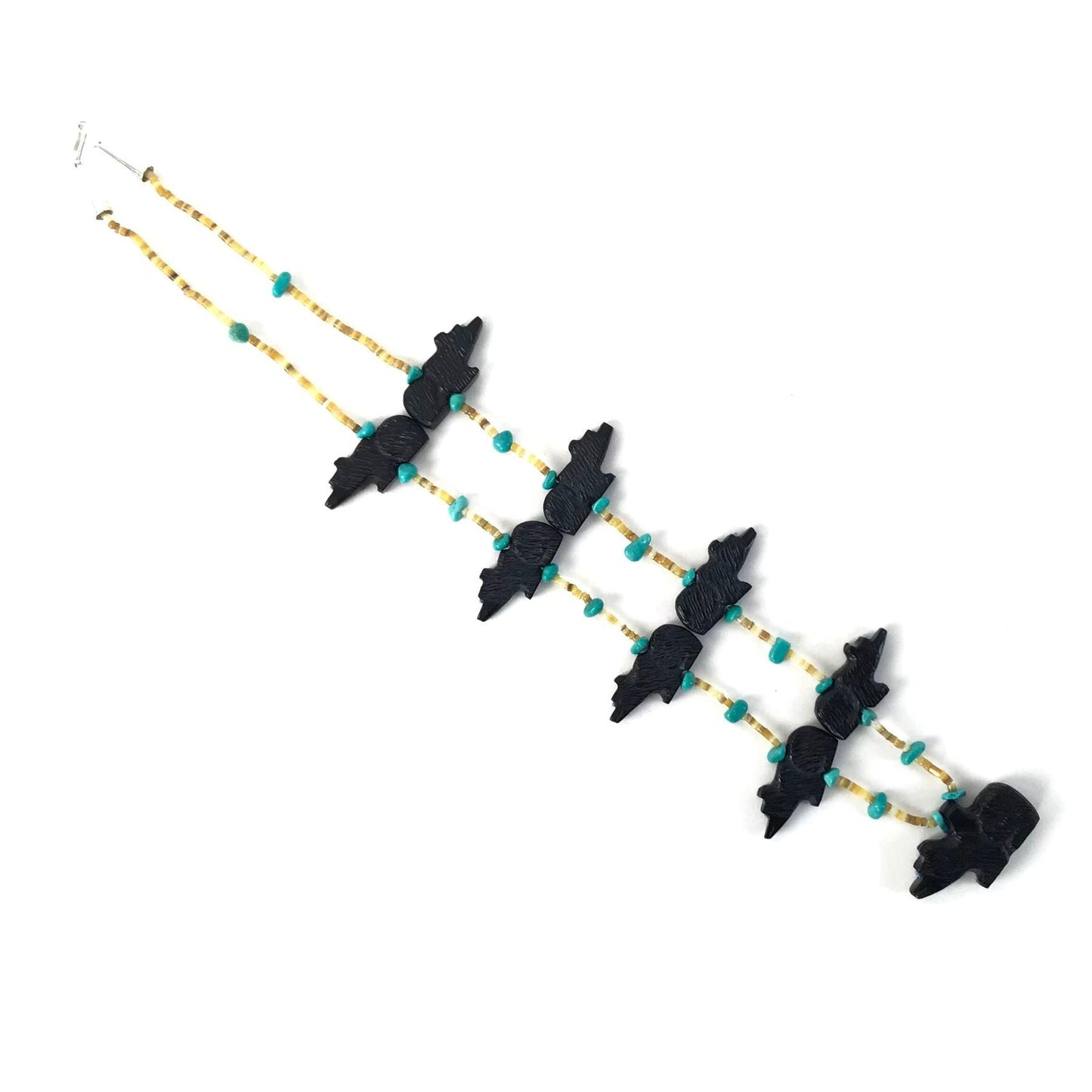 Mike Tucson Black Jet Bear Fetish Carving Necklace and Earrings Set-Indian Pueblo Store