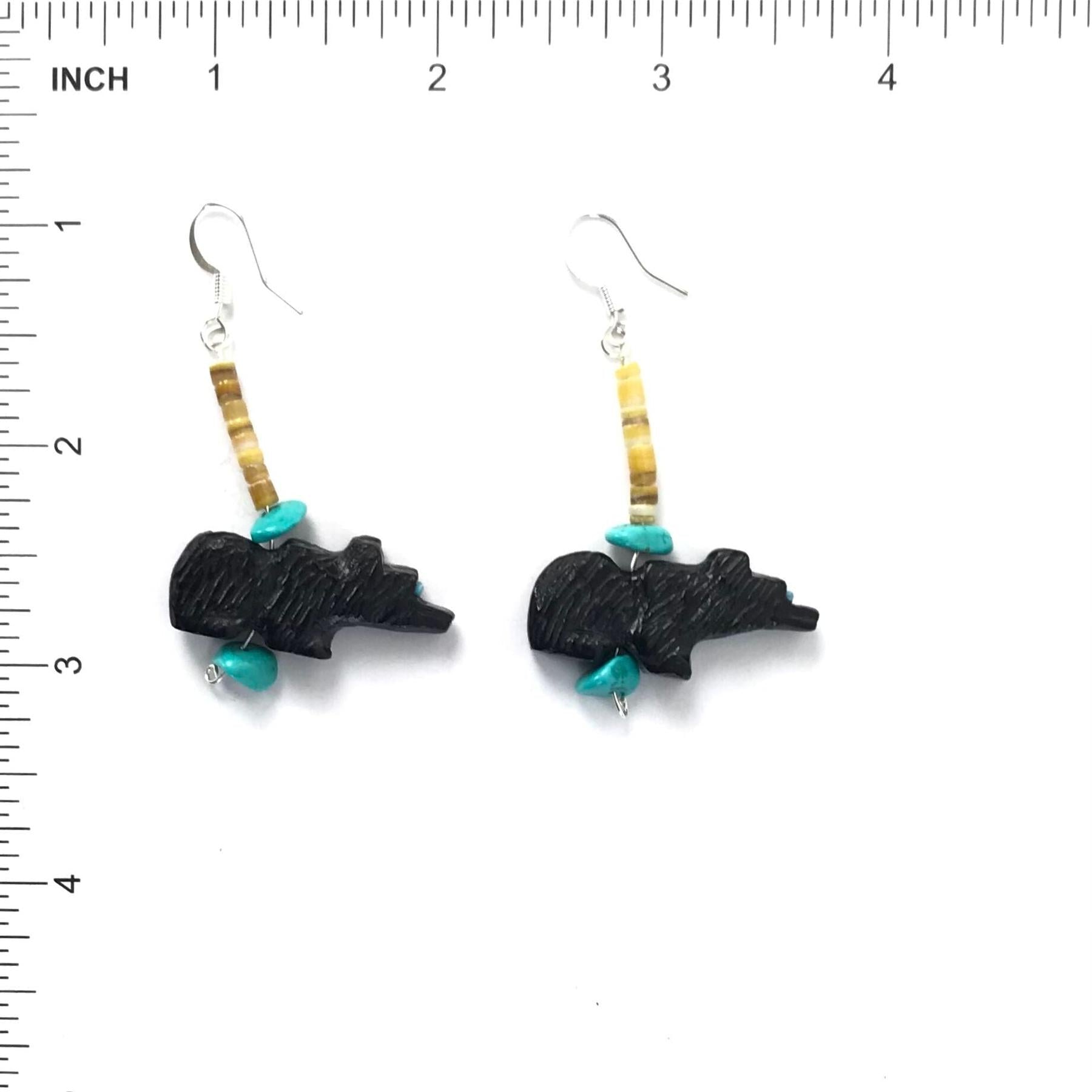 Mike Tucson Black Jet Bear Fetish Carving Necklace and Earrings