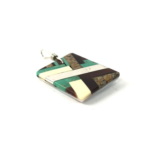 Stephanie Medina Multi-Gemstone Mosaic Inlay Pendant-Indian Pueblo Store
